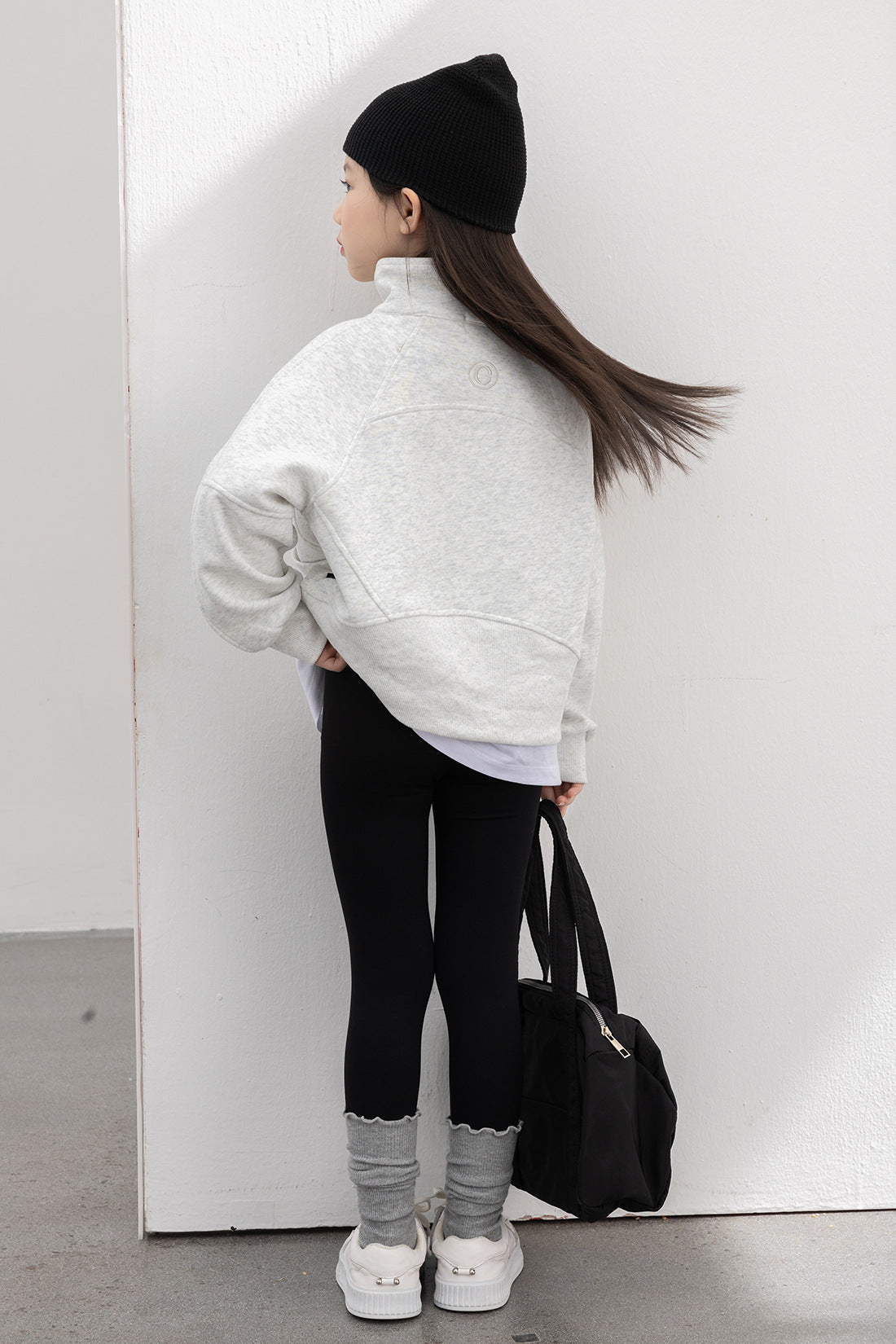 Lulu Oversized Funnel-Neck Half Zip - Silver Cloud