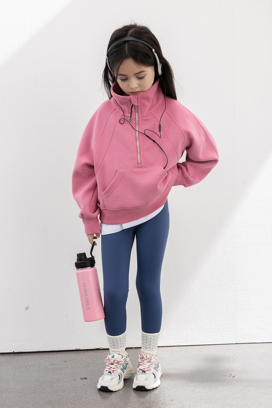 Lulu Oversized Funnel-Neck Half Zip - rose blush