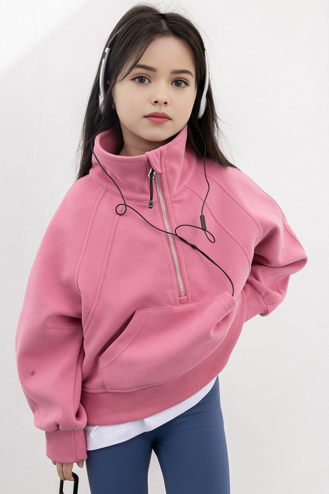 Lulu Oversized Funnel-Neck Half Zip - rose blush