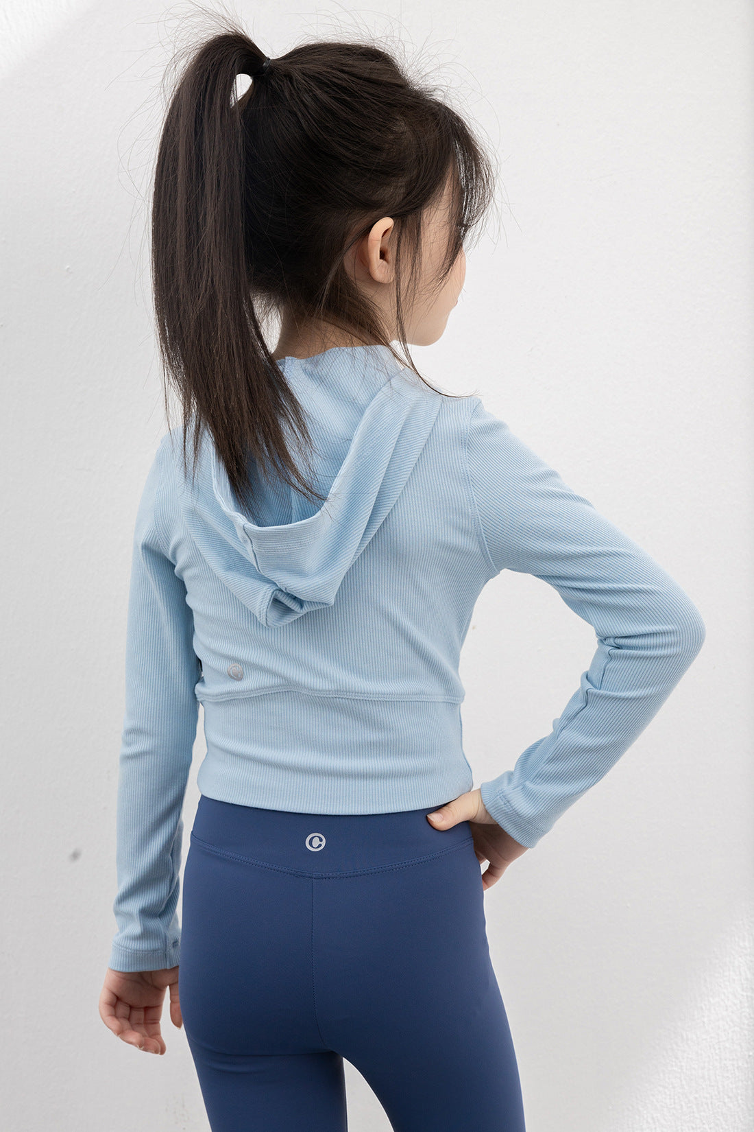 Hooded Long Sleeve Top - Sky Blue