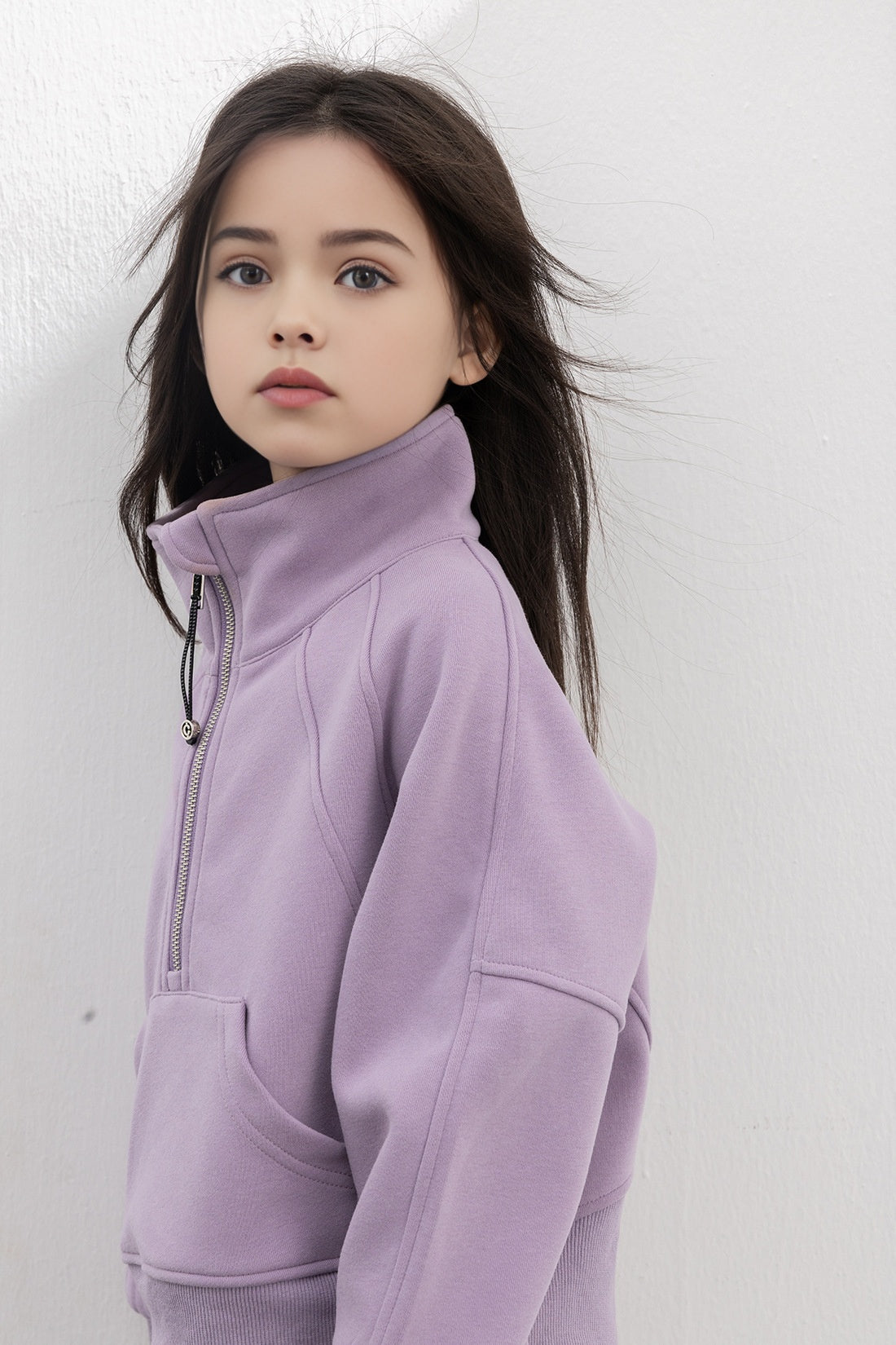 Lulu Oversized Funnel-Neck Half Zip - Lavender Delight