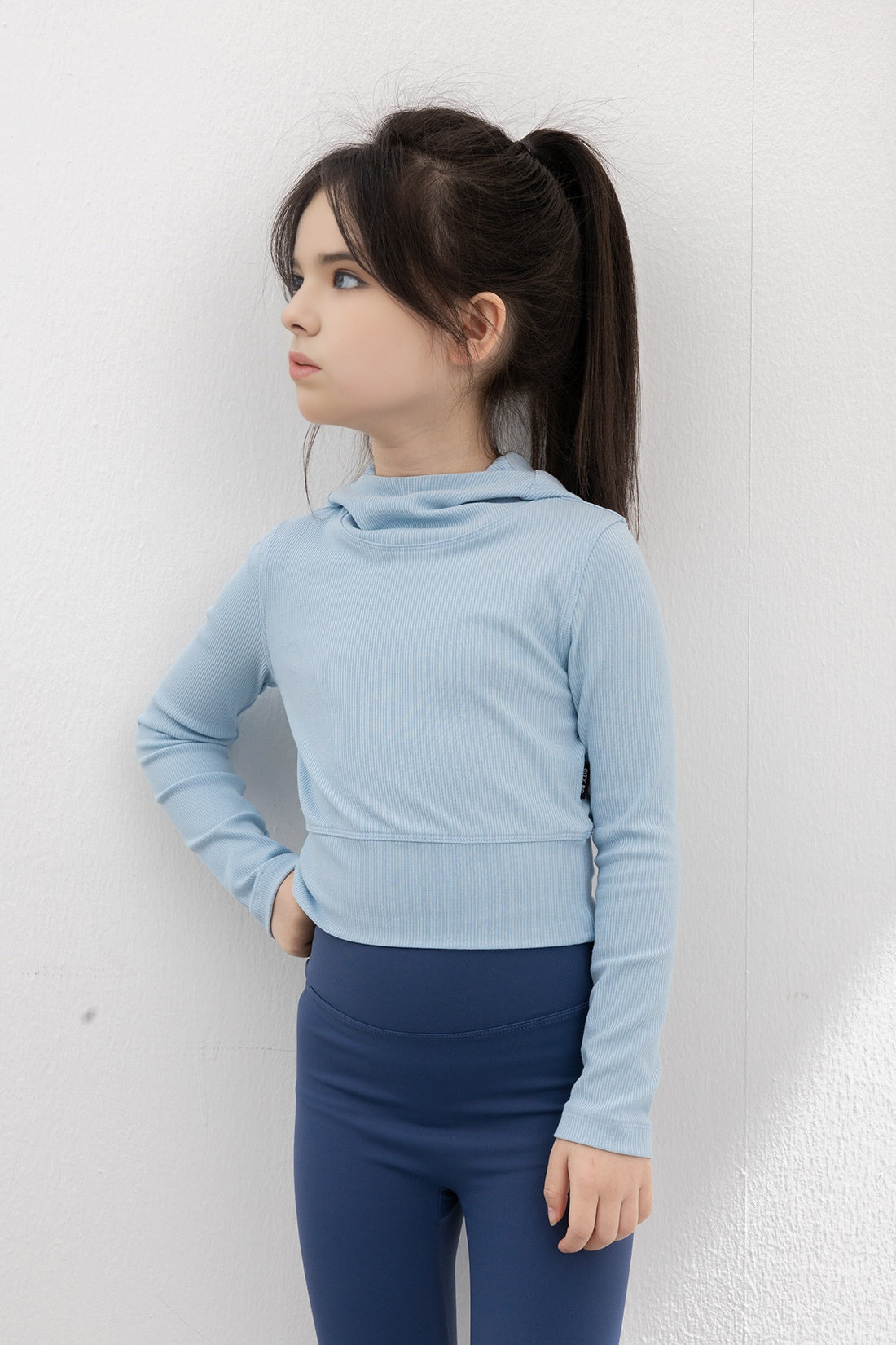 Hooded Long Sleeve Top - Sky Blue