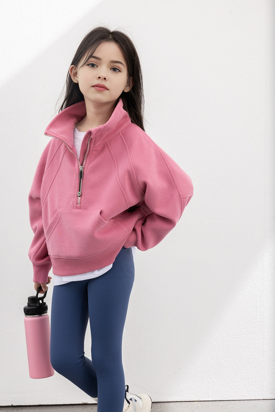 Lulu Oversized Funnel-Neck Half Zip - rose blush